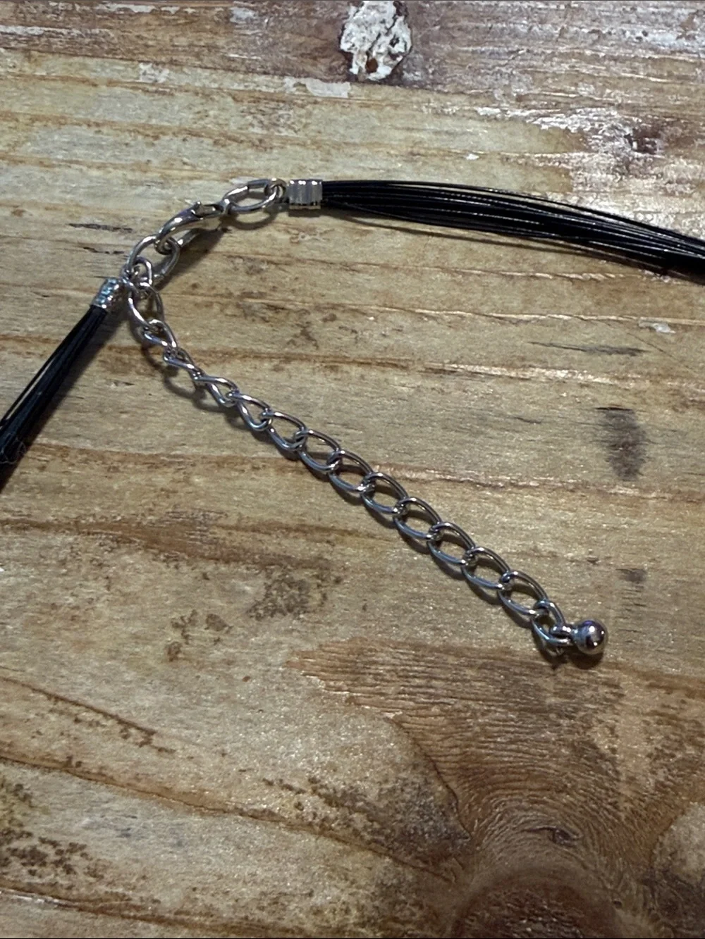 Vintage Black Silver Copper Glitter Glass Pendant Choker Statement Necklace